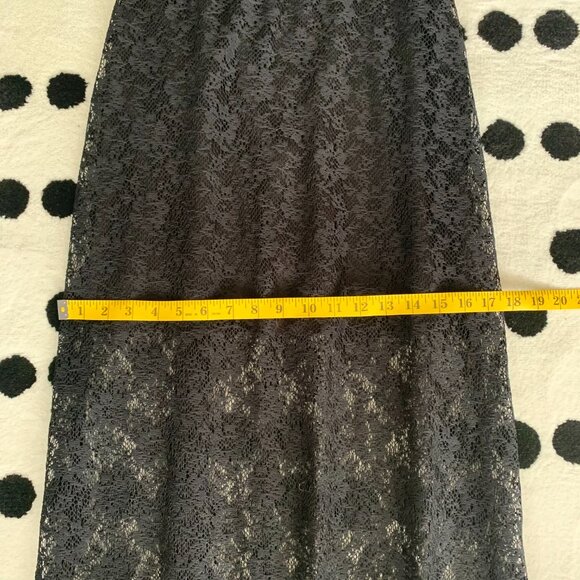 Vintage 90s Y2K B. Smart Black Sheer Lace Strapless Tube Top Maxi Dress - Picture 11 of 14